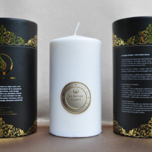 Divine Clarity Candle illuminating a pure and minimalistic space