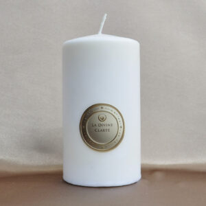 Divine Clarity Candle illuminating a pure and minimalistic space
