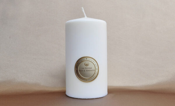 Divine Peace & Serenity Candle diffusing a gentle, soothing light