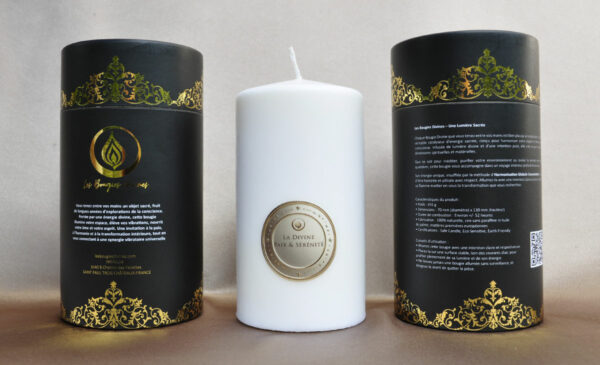 Divine Peace & Serenity Candle diffusing a gentle, soothing light