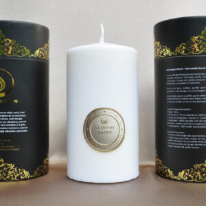 Divine Love Candle glowing with a soft and warm light