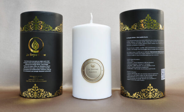 Divine Love Candle glowing with a soft and warm light