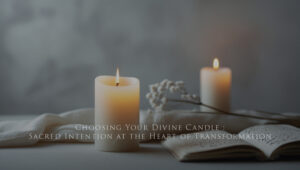 Spiritual candle lit in a serene space, symbolizing sacred intention