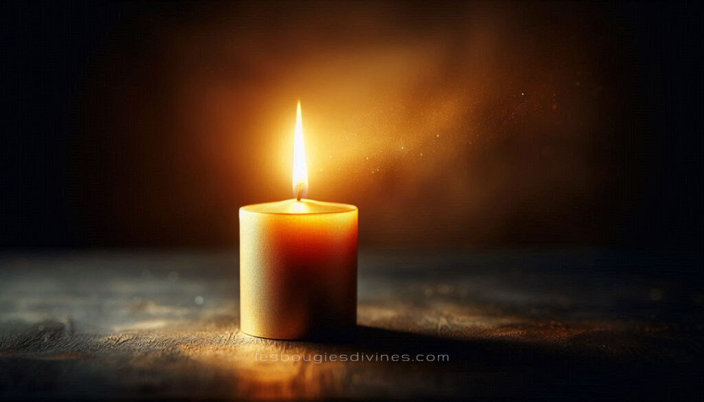 Golden flame of a Divine Candle surrounded by two open hands, symbolizing the luminous dialogue between the soul and the inner light.